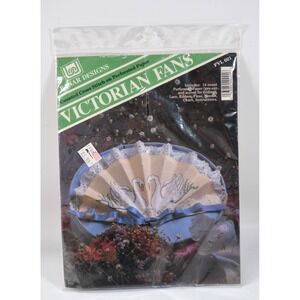 Banar Designs Victorian Fans Counted Cross Stitch " Swans " Perforated Pater New